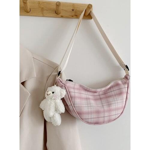 Lovely Casual Bag Women Plaid Print Shoulder Bag Summer Nylon Bag Hobo Bag For Women Crossbody Bags Bolsa Feminina Messenger Bag