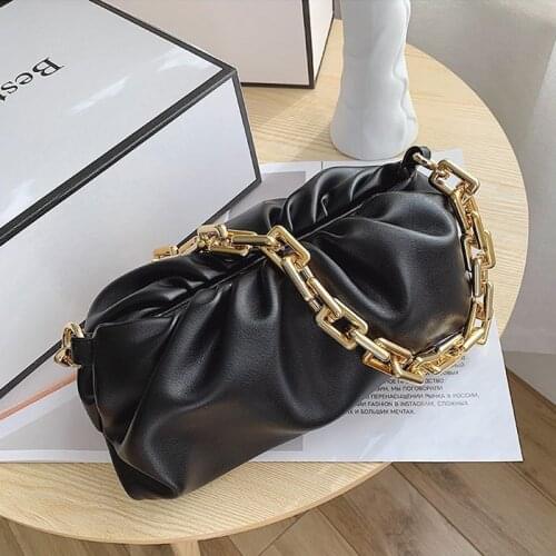 Luxury Day Clutches Thick Chain Shoulder Bags For Women 2021 New Fashion Ladies Cloud Armpit Bag Brand Dumpling Pleated Handbags