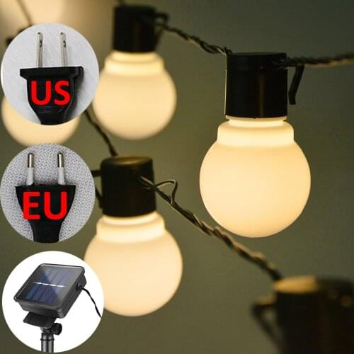 2.5/5M Solar Power LED Decorative light String With EU US LED Globe Bulbs Fairy lights Garland Garden Outdoor Decoration lamp