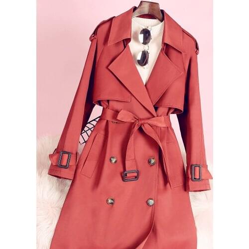 British Style Windbreaker for Women in Spring and Autumn of 2021 Mid Length Over Knee Korean Loose High-end Atmospheric Thin