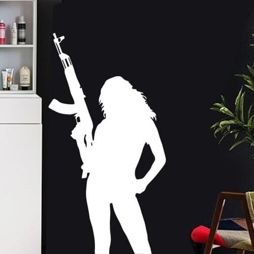 Rifle Gril AK47 Sticker Posters Vinyl Wall Decals Pegatina Decor Mural Freedom is not Free Rifle Sticker Gun Decal