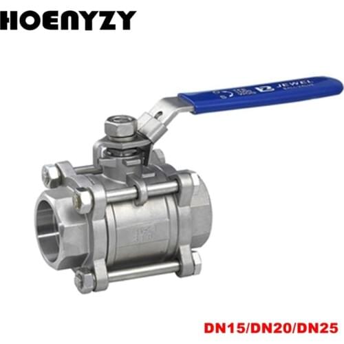 High Quality 1/2" 3/4" 1" Female Thread SS201 304SS Stainless Steel 1000 WOG 3 Piece Full Port Ball Valve DN15 DN20 DN25