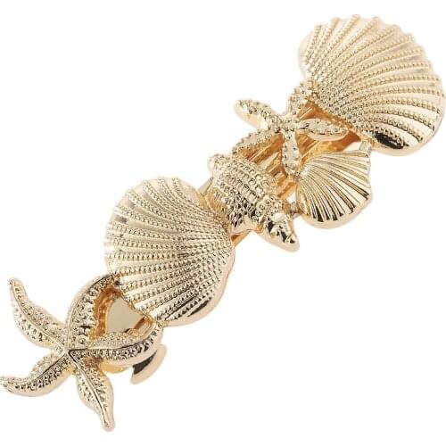 Fashion Exaggerated Madam Metal Hairpin Marine Spring Hair Accessories Girl Starfish Conch Double Shell Jewelry Wholesale