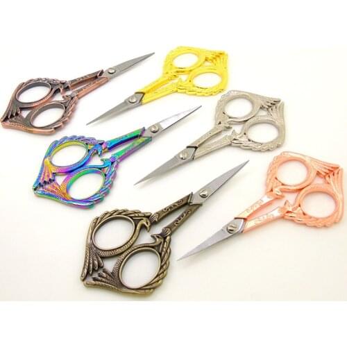 1Pcs Peacock Stainless Steel Vintage Tailor Scissors Floral Sewing Retro Embroidery Scissors Short Fabric Cutter Yarn Shear