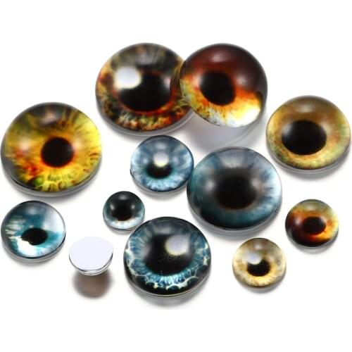 10Pcs 8-20mm Dragon Cats Eyes Pattern Glass Cabochons For DIY Jewelry Making Findings Accessories Supplies Pendant Earring Hook