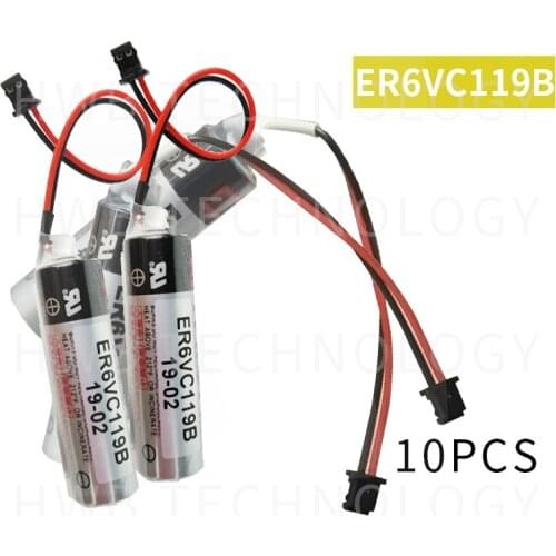 10PCS/lot Original New Battery for TOSHIBA ER6VC119B ER6V ER14500 PLC / 3.6V 2000mAh Lithium Battery With black Plug Free Ship