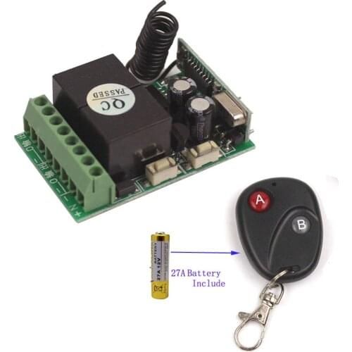 DC 12V 2CH Relay Remote Switch Button Contact Wireless Switch 10A ASK Smart Home 315/433MHz 2CH 2 times learning Code
