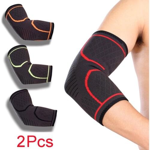 2Pcs Elbow Pads Support Elastic Gym Sport Elbow Basketball Volleyball Sport Safety Breathable Elbow Pad Arm Sleeve Elbow Brace