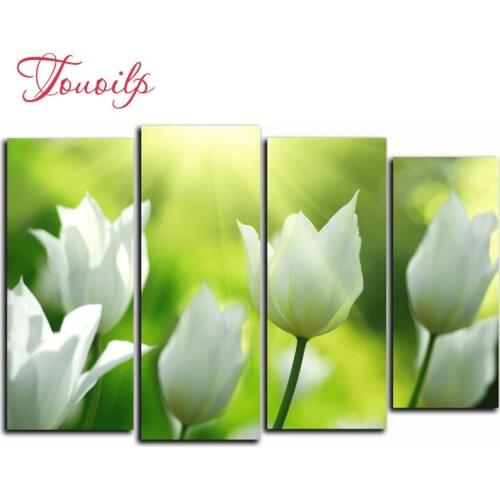 4pcs,Full,square&round Diamond Embroidery,Baise tulip Diamond Painting,Cross Stitch,3D,Diamond Mosaic,diamond pattern,Crafts