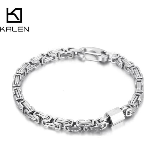 Kalen Retro Double Link Mens Stainless Steel Bracelet Bicycle Chain Jewelry Simple Accessories