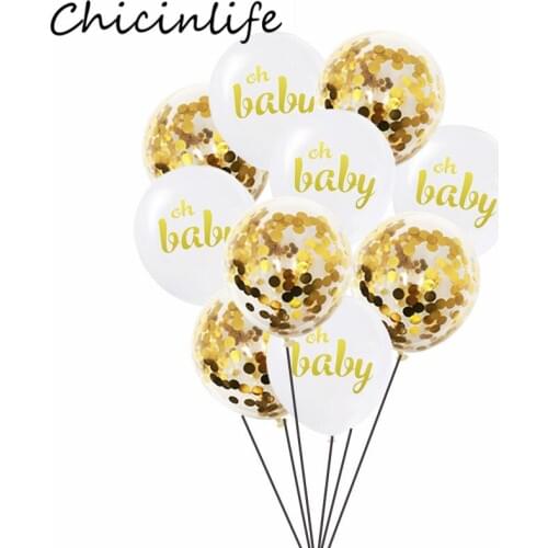 Chicinlife 10Pcs Oh Baby Latex Balloons Birthday Party Confetti Star Heart Balloon Baby Shower Gender Reveal Wedding Supplies