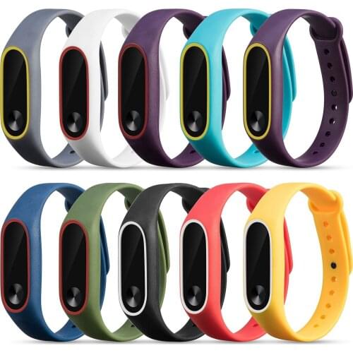Colorful MiBand 2 Silicone Wrist Strap Bracelet Double Color Replacement watchband for Original Xiaomi Mi band 2 Wristbands belt