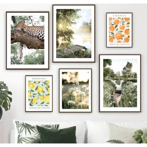 Flower Weed Grass Oranges Lemon Cocktail Tiger Posters And Prints Wall Art Canvas Painting Wall Pictures For Living Room Decor