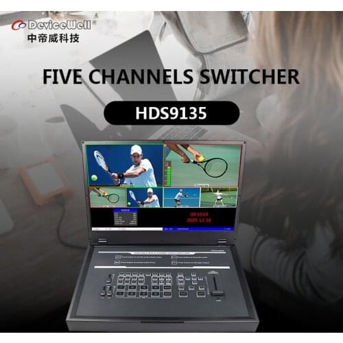 Devicewell HDS9135 5 channel 15.6'' HD LCD display director switcher 4 hdmi-cable/1 DP signal input 1xMultiview/ 1xPGM output
