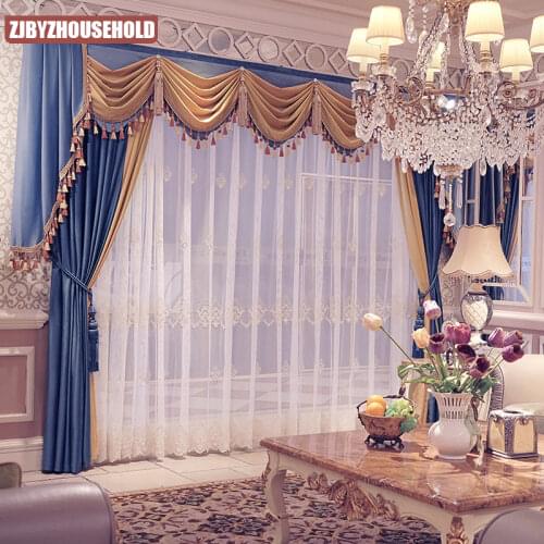 European-style Elegant Luxury Living Room Master Bedroom Velvet Floor-to-ceiling Curtains, Duplex Villas, High Curtains