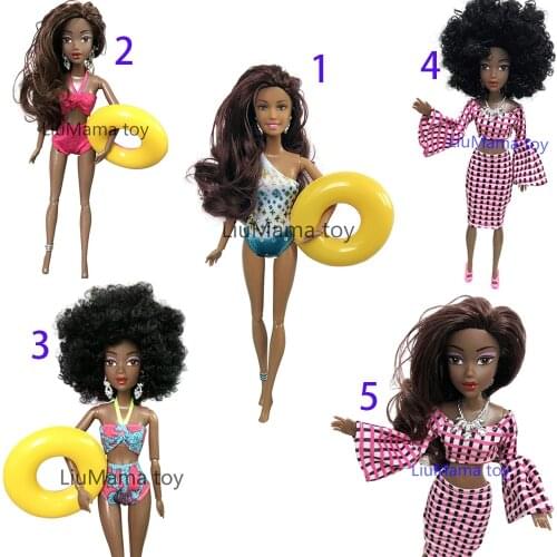 Toy African doll Accessories Body American Doll Joints Change Head Foot Clothes swimsuit Move African Black Girl Gift Pretend
