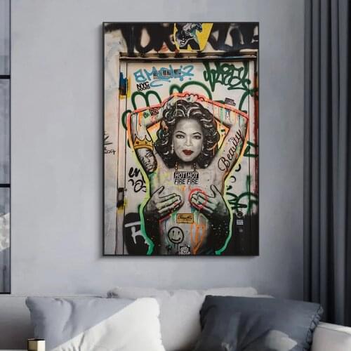 Street Graffiti Art Painting Nude Girl Wall art Canvas Paintings Poster and Print Wall Art Picture for Living Room Cuadros Decor