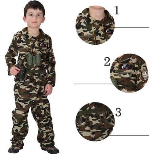 Special forces soldier costume for boys and girls, military camouflage uniform, role play Childrens Day