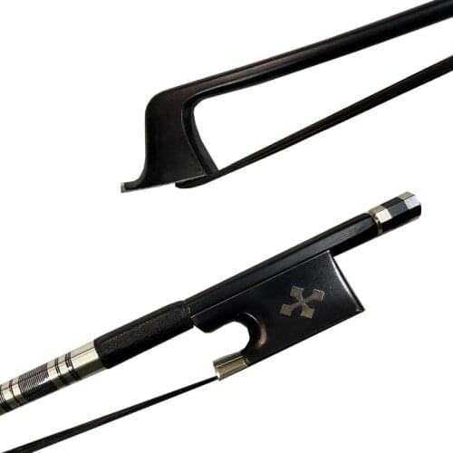 Cross Free shipping 3pcs of 4/4 Carbon Fiber violin Bow Black bow hairEbony cross nicker sivler ebony Frog 4/4