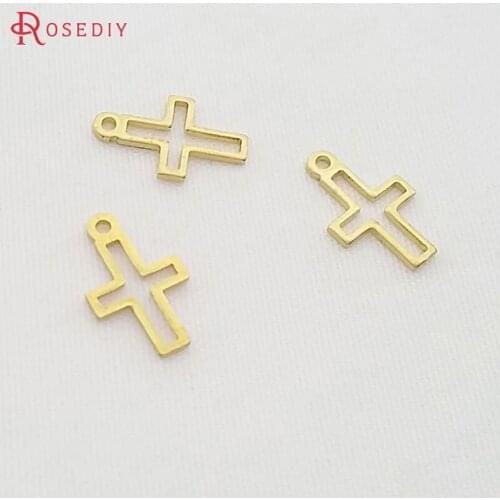 C059)100 pieces 13x8mm Not plated color Brass Cross Charms Pendants Diy Jewelry Findings Accessories Wholesale