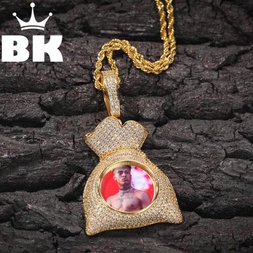 THE BLING KING Round Heart Wallet Pendant DIY Photo Hip Hop Full Iced Out Cubic Zirconia Goldplated CZ Stone