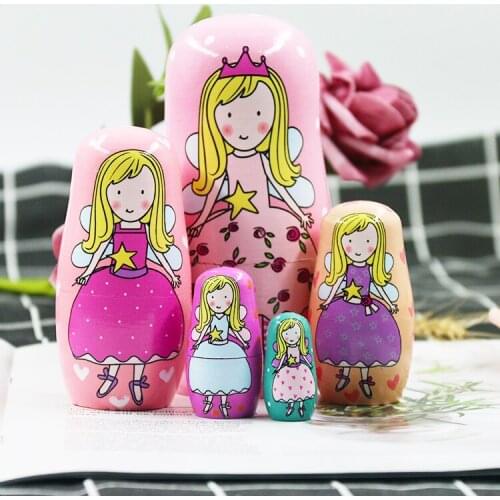 Russia Angel Girl Dolls Toys Matryoshka for Kids Girls Gifts Five Layers for Home Decor Chritmas New Year Presents