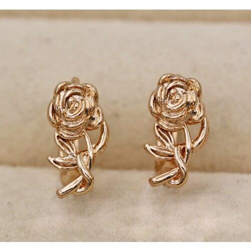 Fashion Simplicity Jewelry New Trendy Rose flowerHoop Earrings For Womens earrings Gold Earring for Wedding accessories Gift