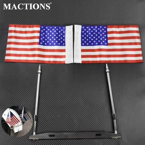 Motorcycle Universal Flag License Plate Frame Chrome Double Poles USA France Flags For Harley For Honda For Suzuki Sportster