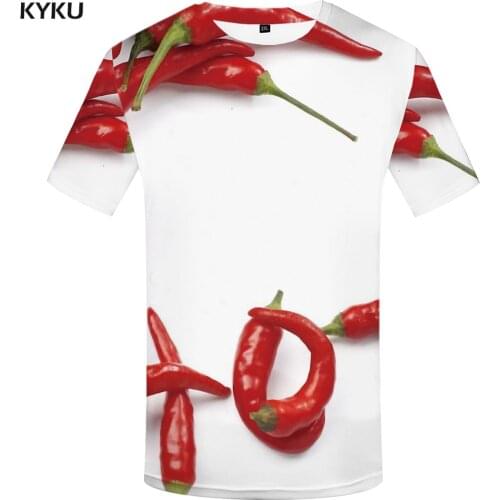 KYKU White T shirt Men Food Anime Clothes Art T-shirts 3d Harajuku Tshirt Printed Shirt Print Mens Clothing summer New Style
