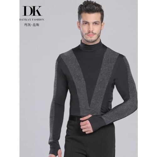 Mens Latin dance clothes long sleeve Shirt performance clothing