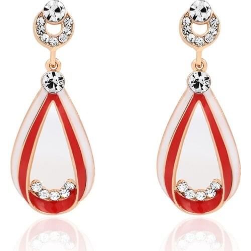 Rainbow hope Rhinestone set with water-drop shape metal stud earrings & Romantic style High quality plating Ear studs for women