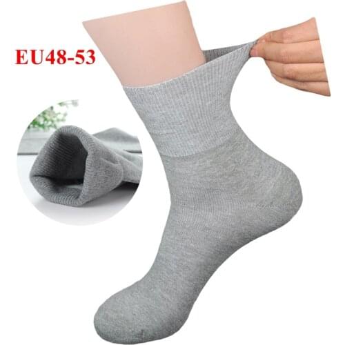 Plus Large Big Size Socks Man 48,49,50,51,52,53 Business Crew Socks 6 Pairs Classic Solid Comfortable Men Winter Socks