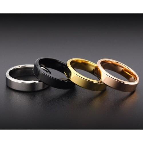 Bten 2020 New Classic Black Silver Gold Color Stainless Steel Ring For Men Women 4/6mm Width Promise Wedding Jewelry Gifts