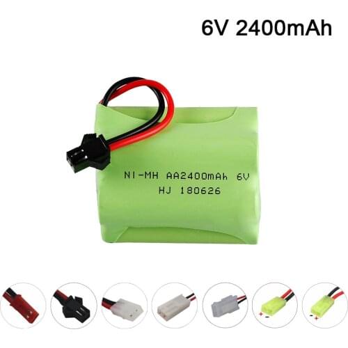 Upgrade 6V 2400mAh Battery For Rc Toys Cars Tanks Robots Guns Boats AA Ni-MH 2400mah 6v Rechargeable Battery Pack SM/JST plug