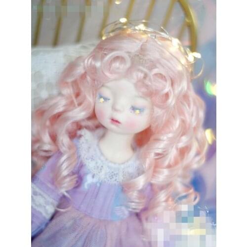 BJD Doll Wig 1-3 1-4 1-6 size imitation Mohair WIG curls bangs lady blonde powder long curly doll accessories