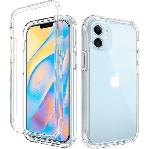 Bumper Shockproof Phone Case For iPhone 12 11 Pro Max XR X XS Max 7 8 6S Plus 2 in 1 Case Soft TPU + Hard PC Clear Back Cover