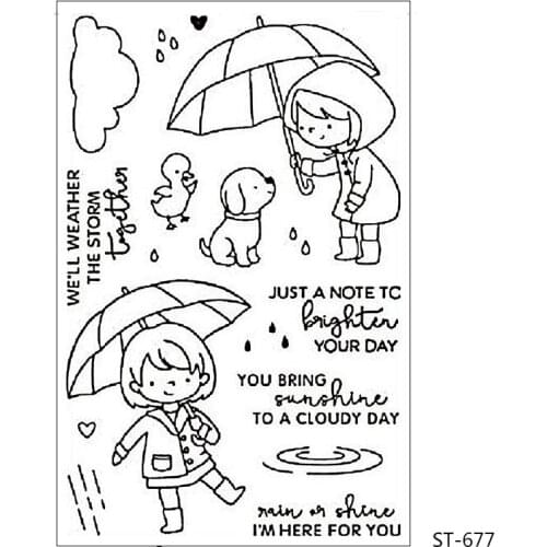 AZSG Kind and cute girl hold on umbrella Clear Stamps for DIY Scrapbooking/photo Album Decorative Craft Clear Stamp Chapte
