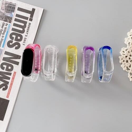 Transparent Silicone Wriststrap For Xiaomi Mi Band 5 4 3 Strap TPU sport Bracelet For Xiaomi smart watch 5 Wristband Accessories