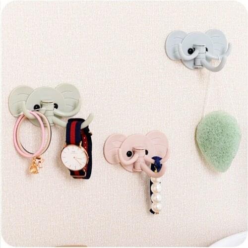 Cute Elephant Plastic Decorative Key Holder Wall Shelf Rack Hook Home Storage Organizer Bathroom Accessories