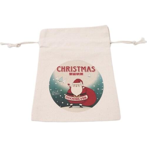 Merry Christmas Candy Gift Bag Drawstring Bag Xmas Tree Santa Claus Shopping Bag Candy Organizer Bag Christmas Party Supplies