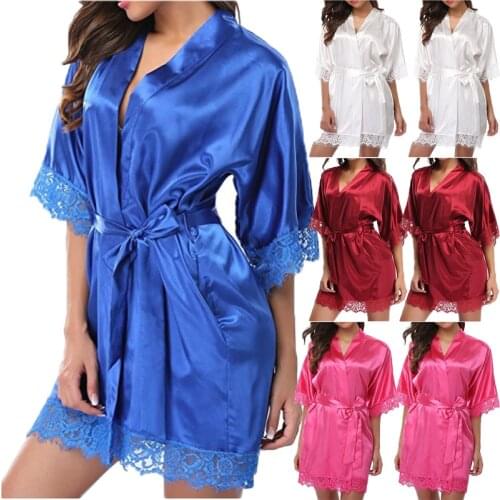Sexy Lace Lingerie Womens Sleepwear Lace Robe Nightwear G-string Dress Babydolls Erotic Transparent Collar Chemises