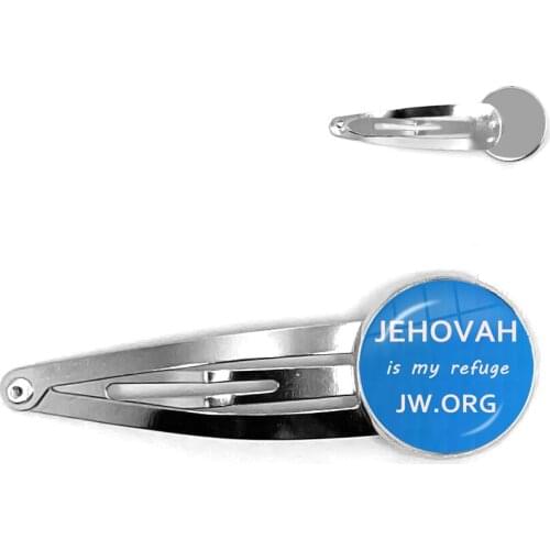 Jehovah Is My Refuge JW.ORG Tip Split Hairpins 20mm Glass Cabochon Hair Pins Catholicism Jewelry For Women Girls Gift