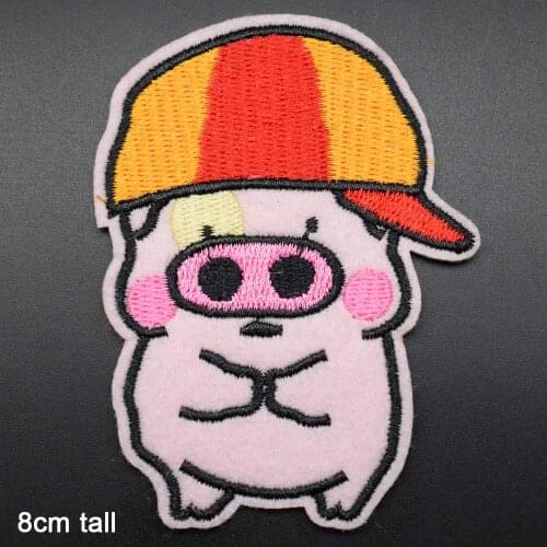 Pig With Hat Iron On Embroidered Clothes Patches For Clothing Stickers Garment Wholesale