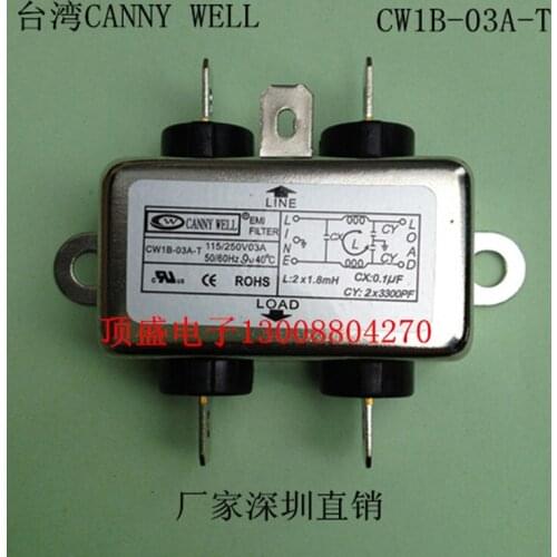 Taiwan CANNY WELL EMI power filter CW1B-10A-T CW1B-06A-T CW1B-03A-T single-phase AC 110-250V 3A 6A 10A CW1B-6A-T CW1B-3A-T