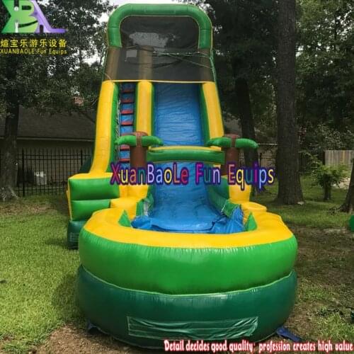 Inflatable Palm Tree Slide with Water Pool for Family / Inflatable Summer Water Slide