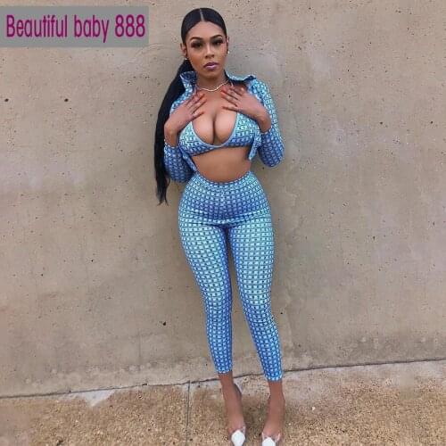 Meqeiss Vintage Plaid 3 Pieces Woman Fall Bra Zip Up Cardigan Coat Crop Top Women Pants Matching Set chic activity Tracksuit