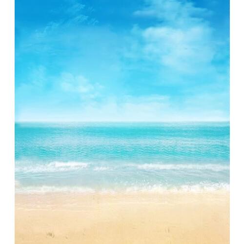 VinylBDS 6.5x10ft Beach Wedding Photogarphy Background Blue Sky Background Beach Waves Width Seamless Backgrounds LK 2194