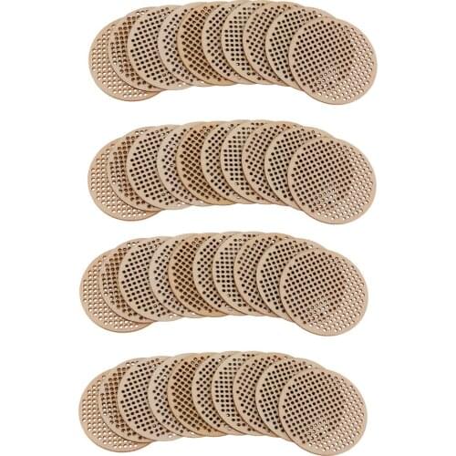 40x Natural Wooden Hole Paved Plaque Tags Ornament Cross Stitch Board for DIY Craft Jewelry Making Home Decoration 63mm
