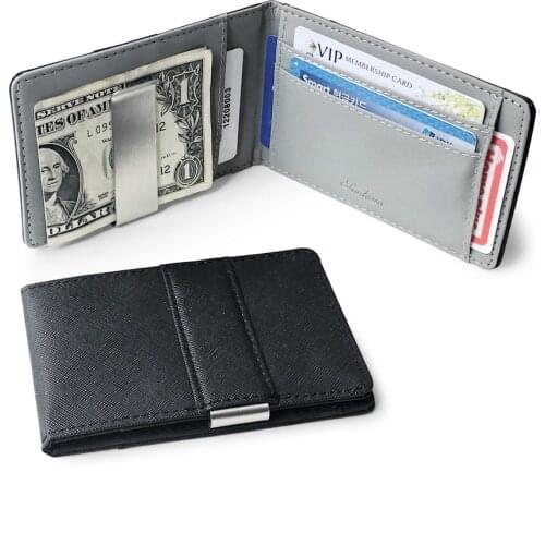 High-end design short mens wallet stainless steel wallet mens credit card ID package European and American mens card package