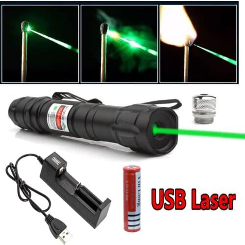 High power USB laser flashlight 532nm green red laser pointer powerful 8000m visible beam burning laser pointer with 5 star cap